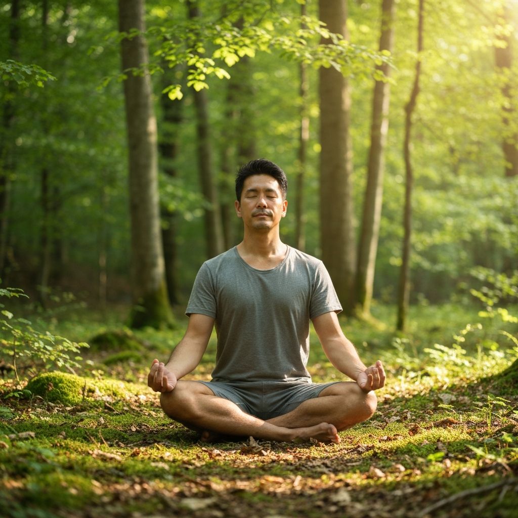 Man meditating in nature